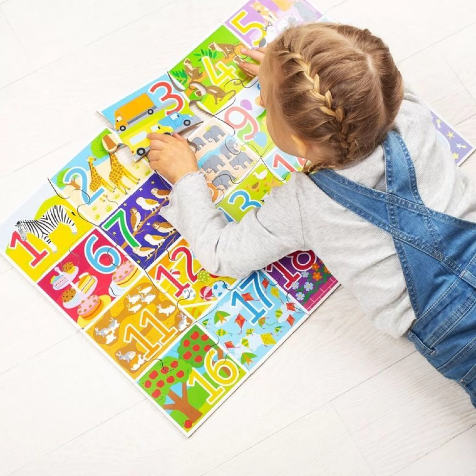 Hot - Wooden Floor Puzzle Counting 1-20 Wooden Toys