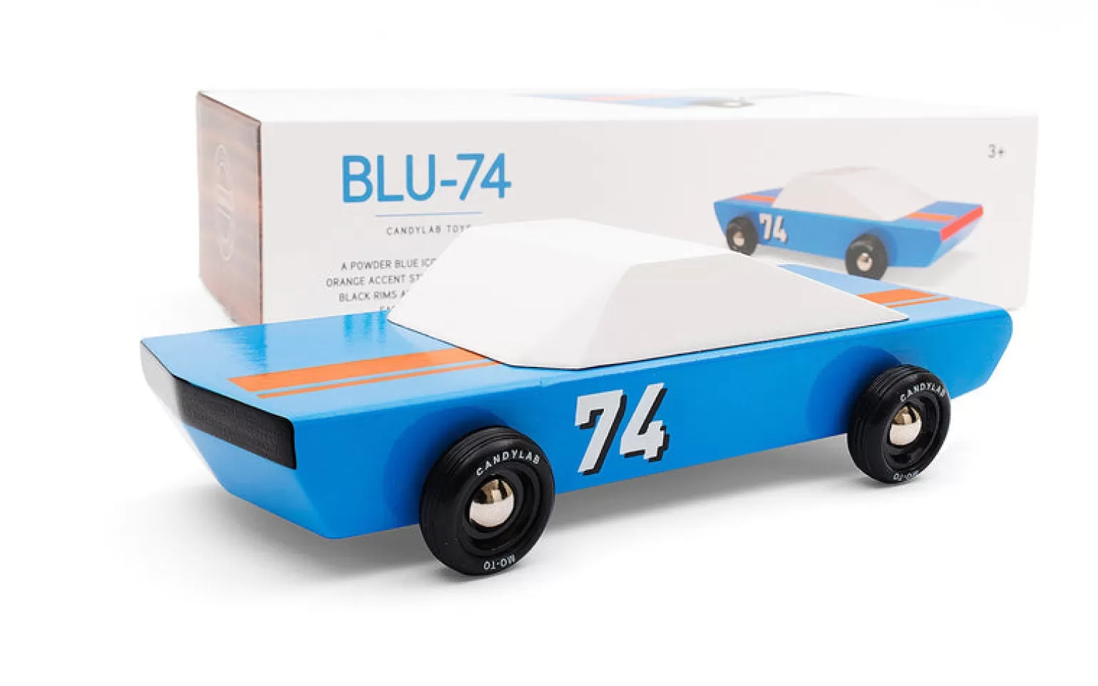 CandyLab Wooden Car Toys - Blu74 Racer