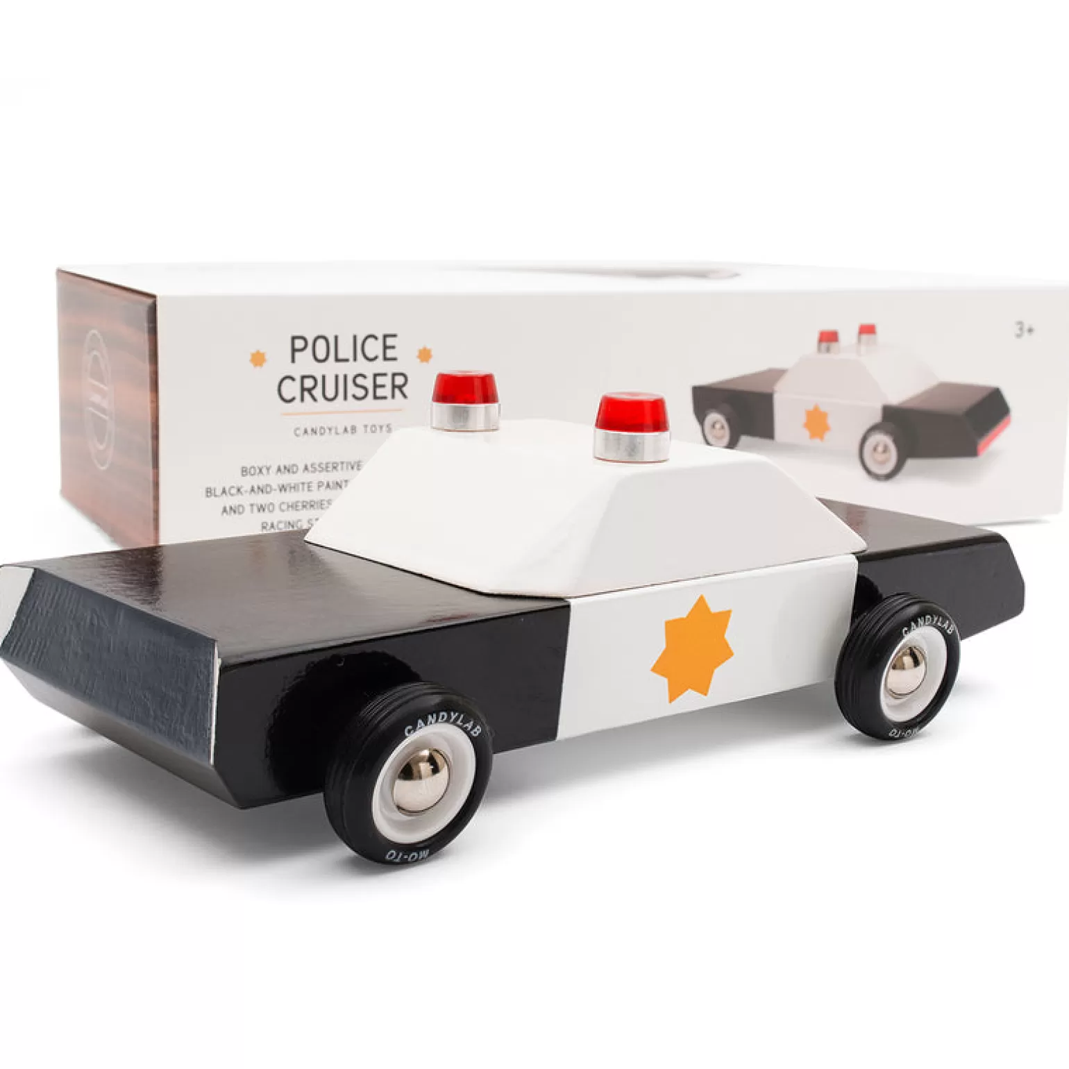 CandyLab Wooden Car Toys - Police Cruiser Toy Car