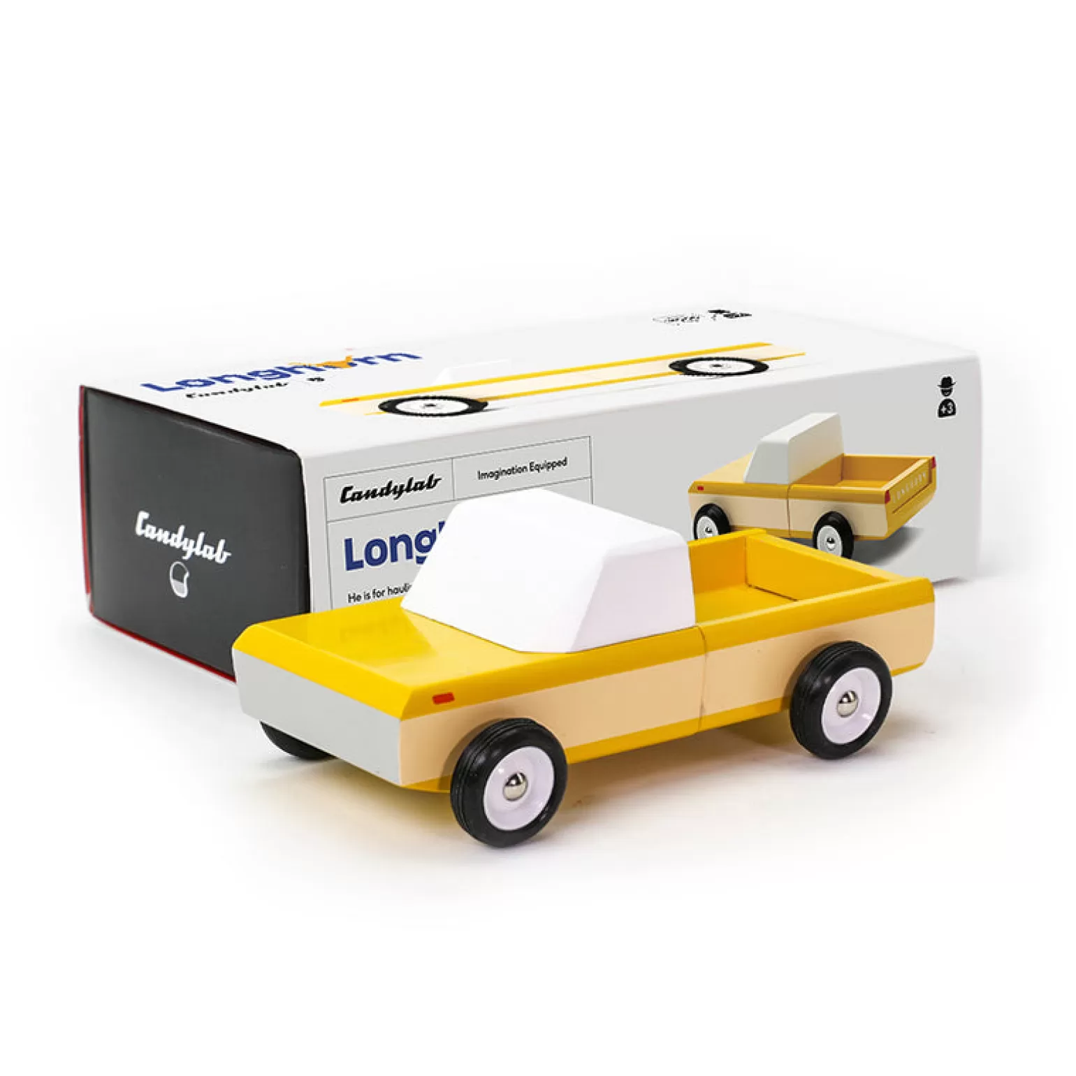 CandyLab Wooden Toy Car - Longhorn Yellow