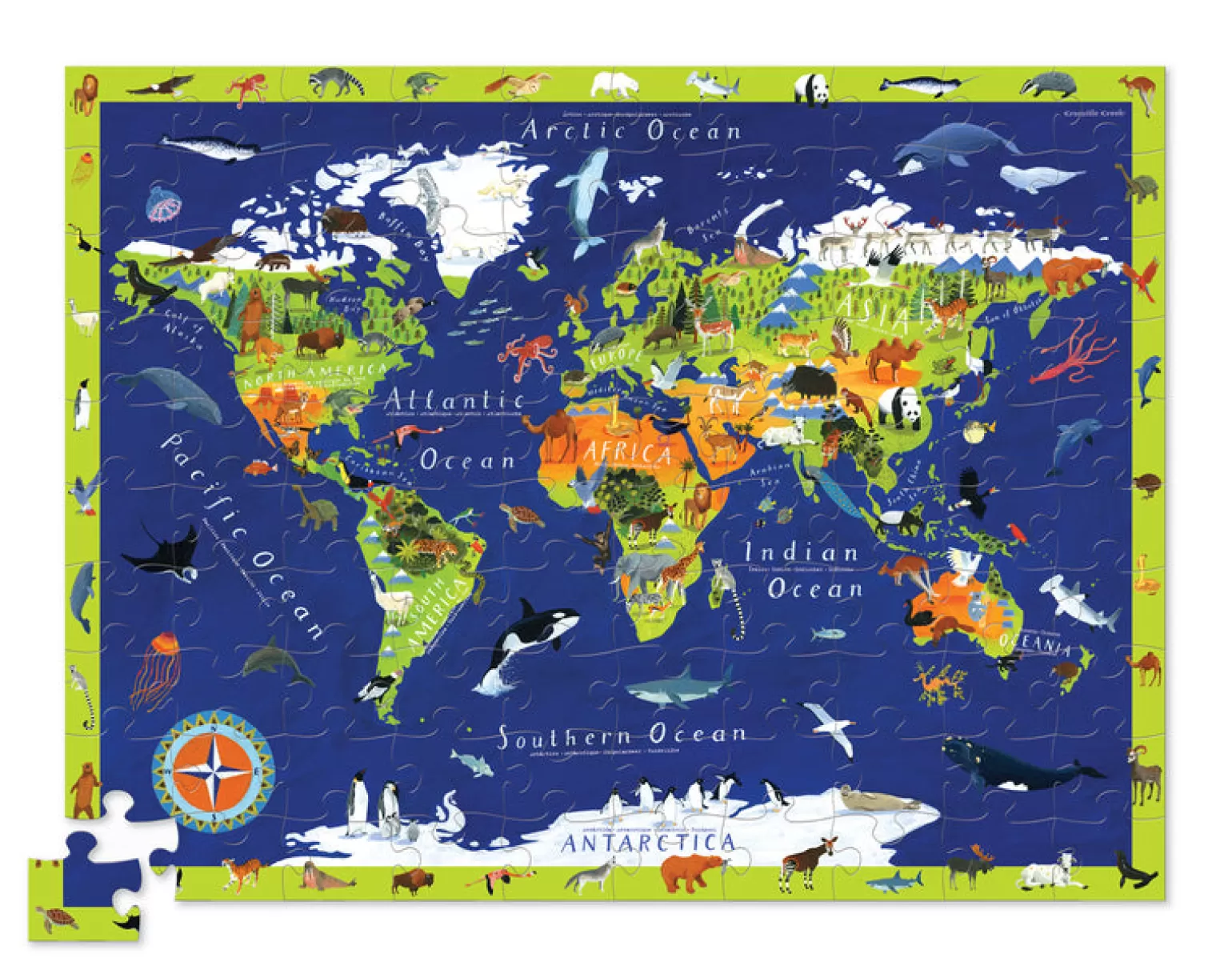 Crocodile Creek - Discover The World Puzzle + Play, 100 Pieces