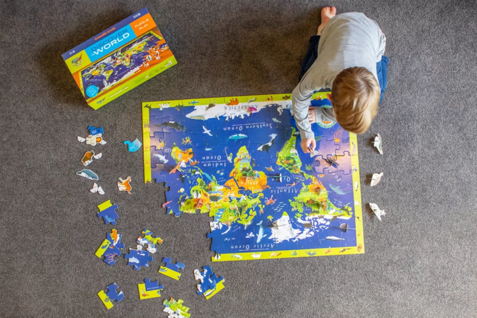 Crocodile Creek - Discover The World Puzzle + Play, 100 Pieces