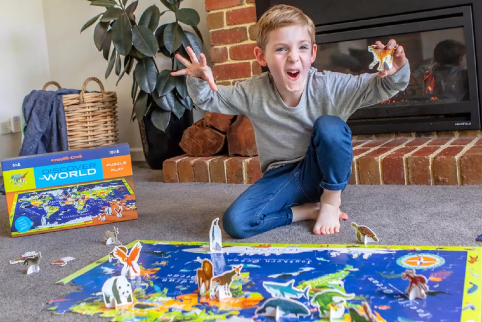 Crocodile Creek - Discover The World Puzzle + Play, 100 Pieces