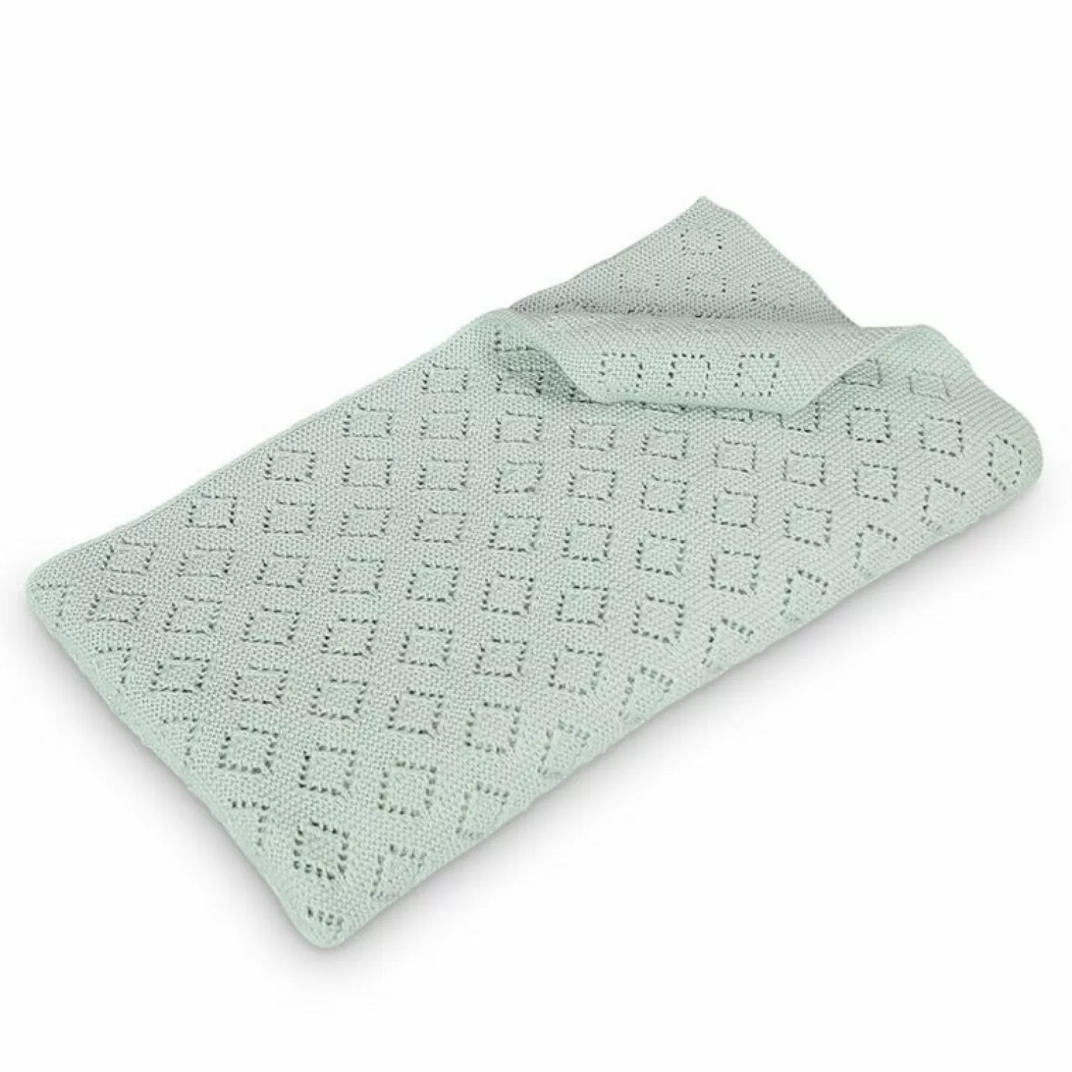 Childplay Melbourne D Lux - Milo Diamond Knit Blanket In Mint Cream