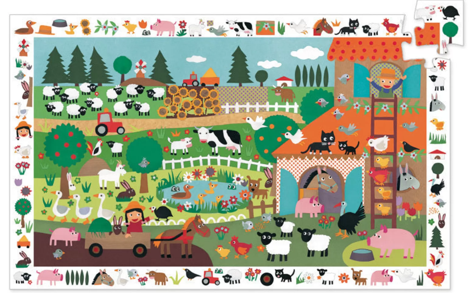 Djeco - 35 Piece Observation Puzzle, Farm