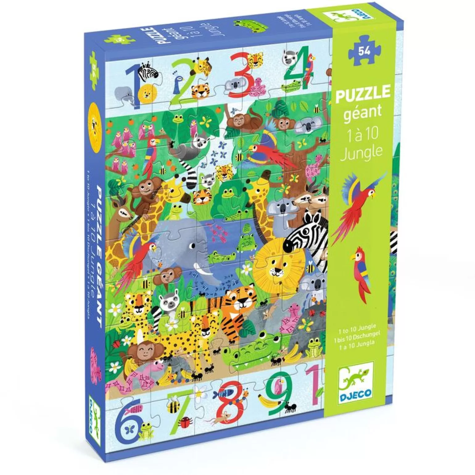 Djeco - 54 Piece Giant Puzzle Jungle 1 To 10