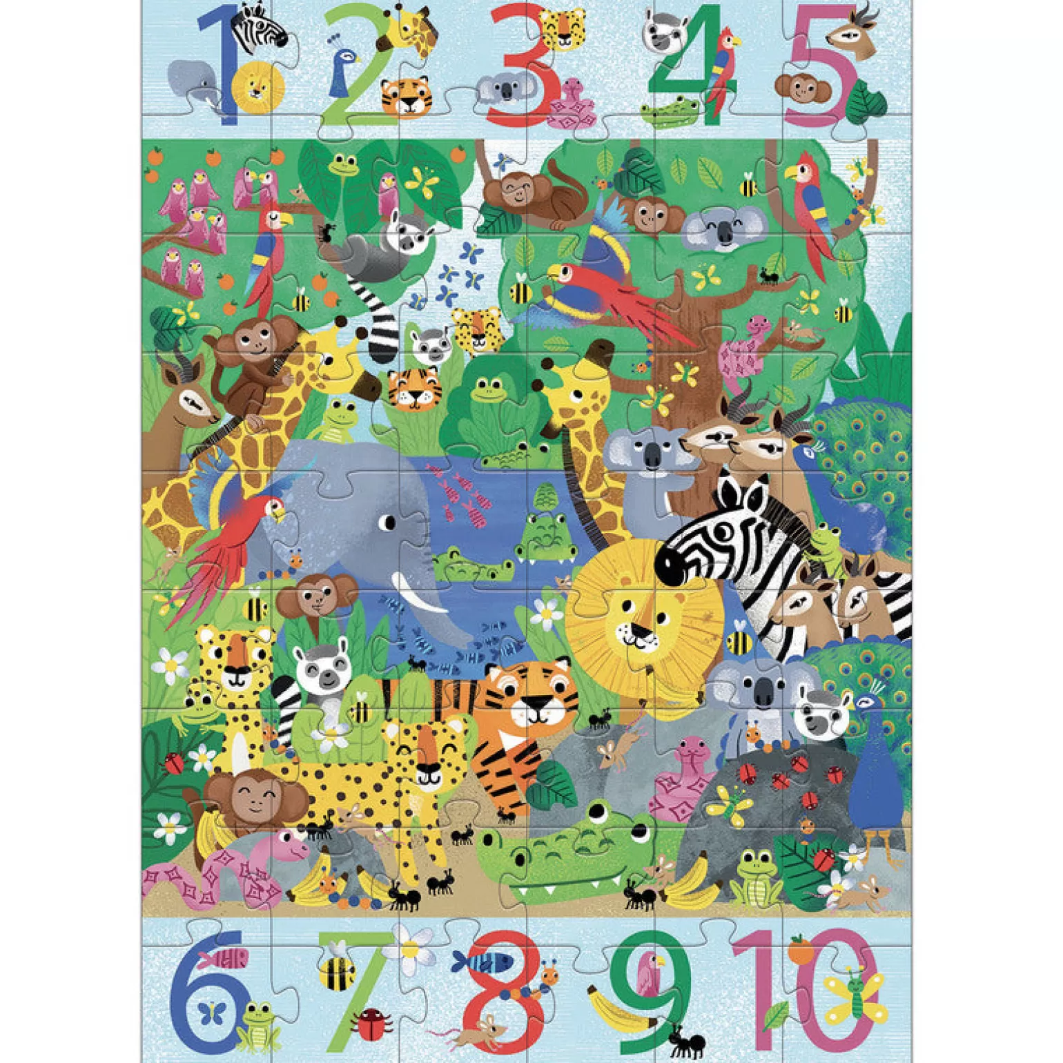 Djeco - 54 Piece Giant Puzzle Jungle 1 To 10