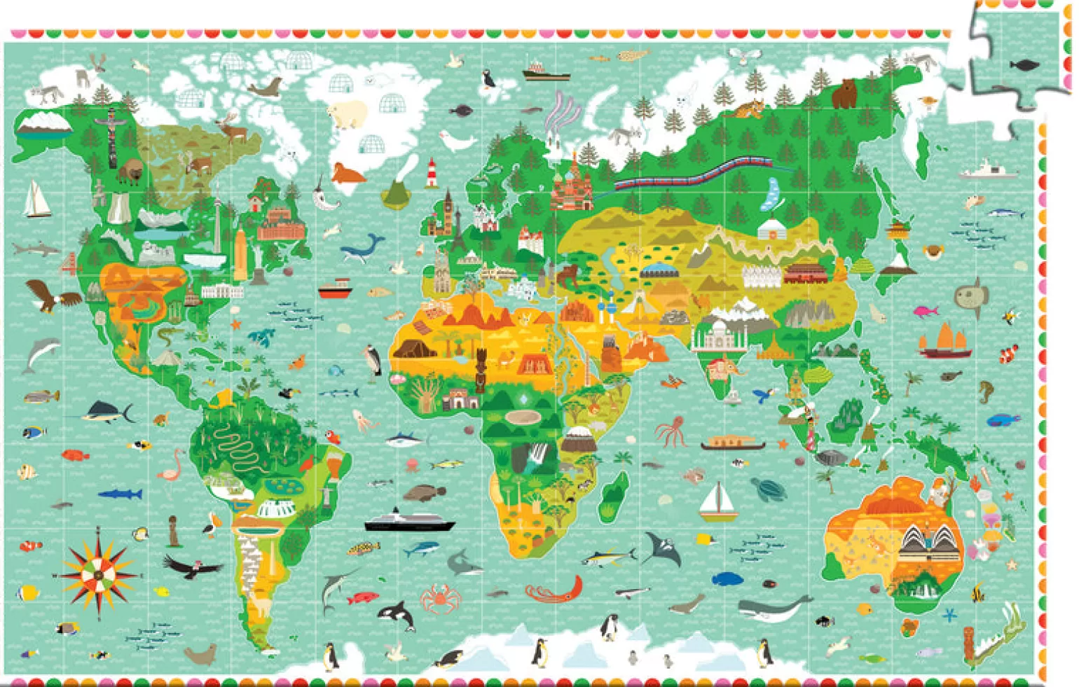 Djeco - Around The World 200 Piece Puzzle Observation