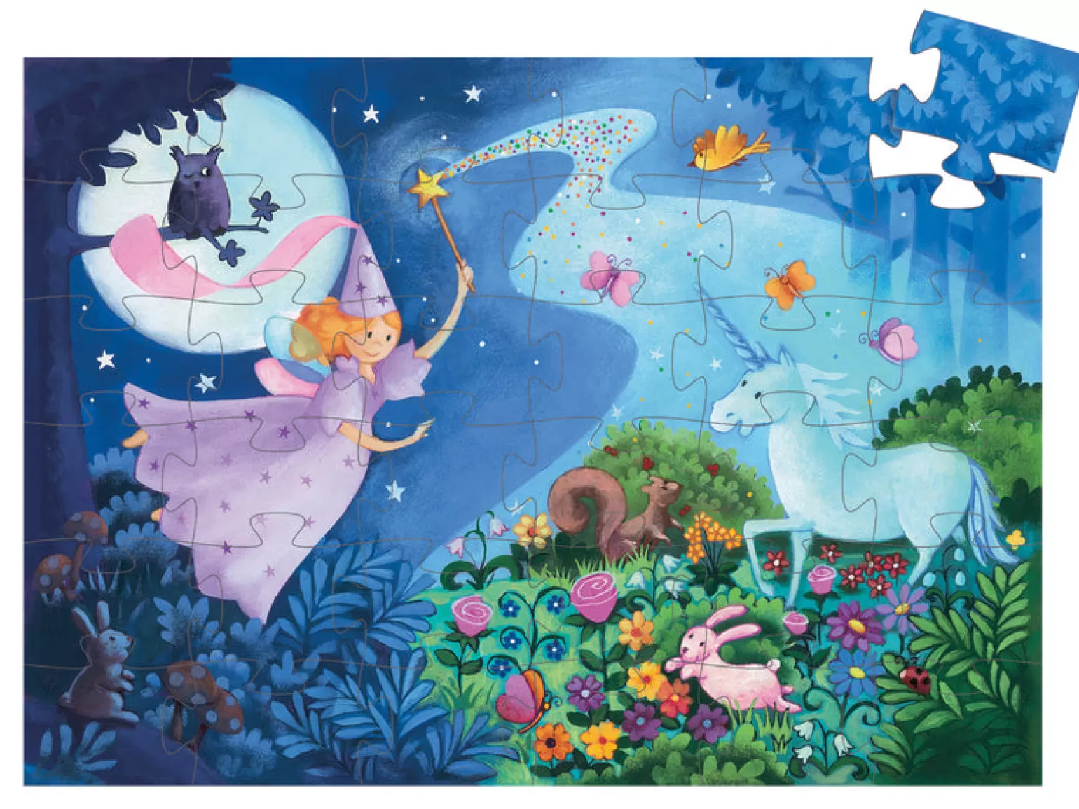 Djeco - Silhouette Puzzle The Fairy And Unicorn