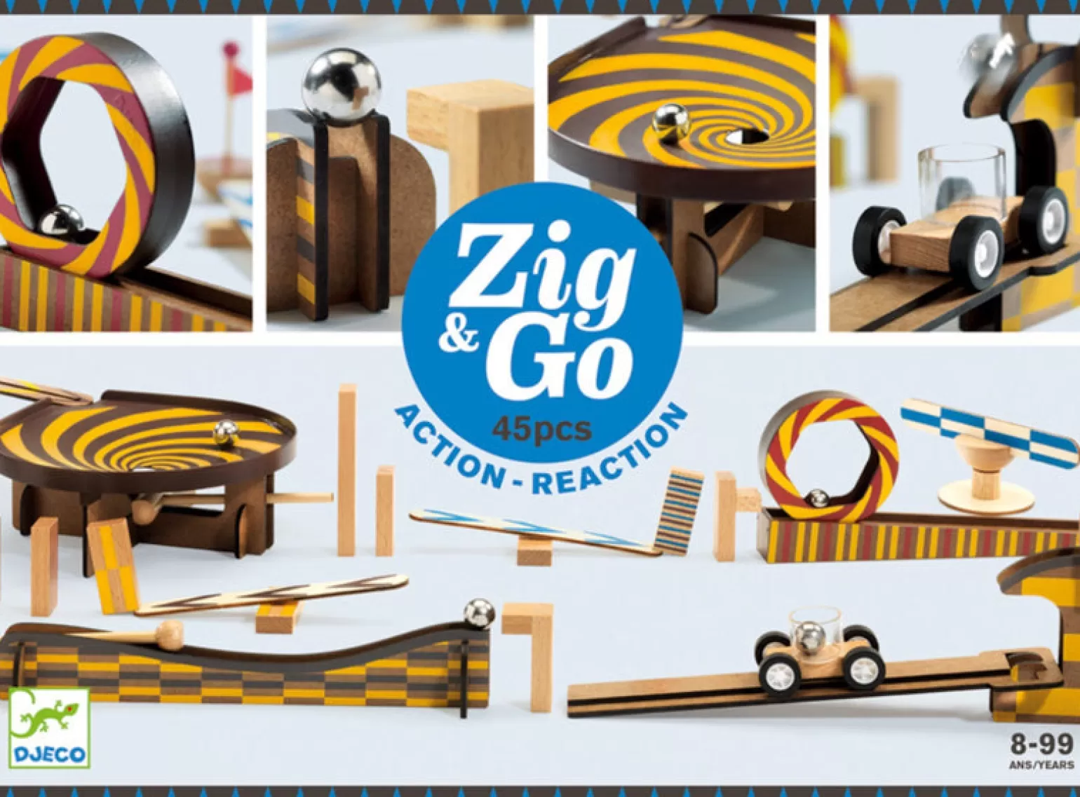 Djeco - Wooden Zig & Go 45 Piece Set