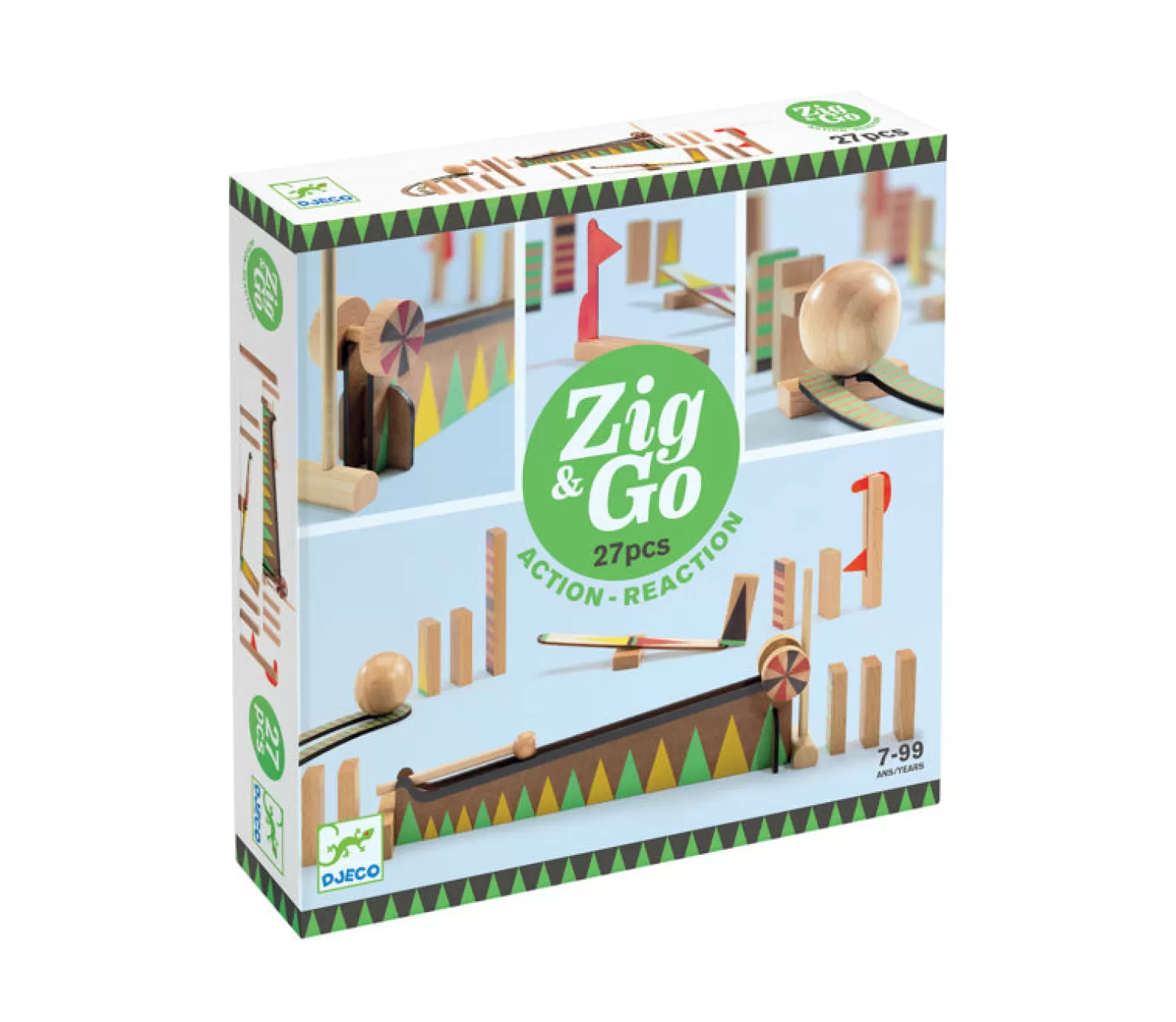 Hot - Zig & Go Action-Reaction 27 Pieces Wooden Toys