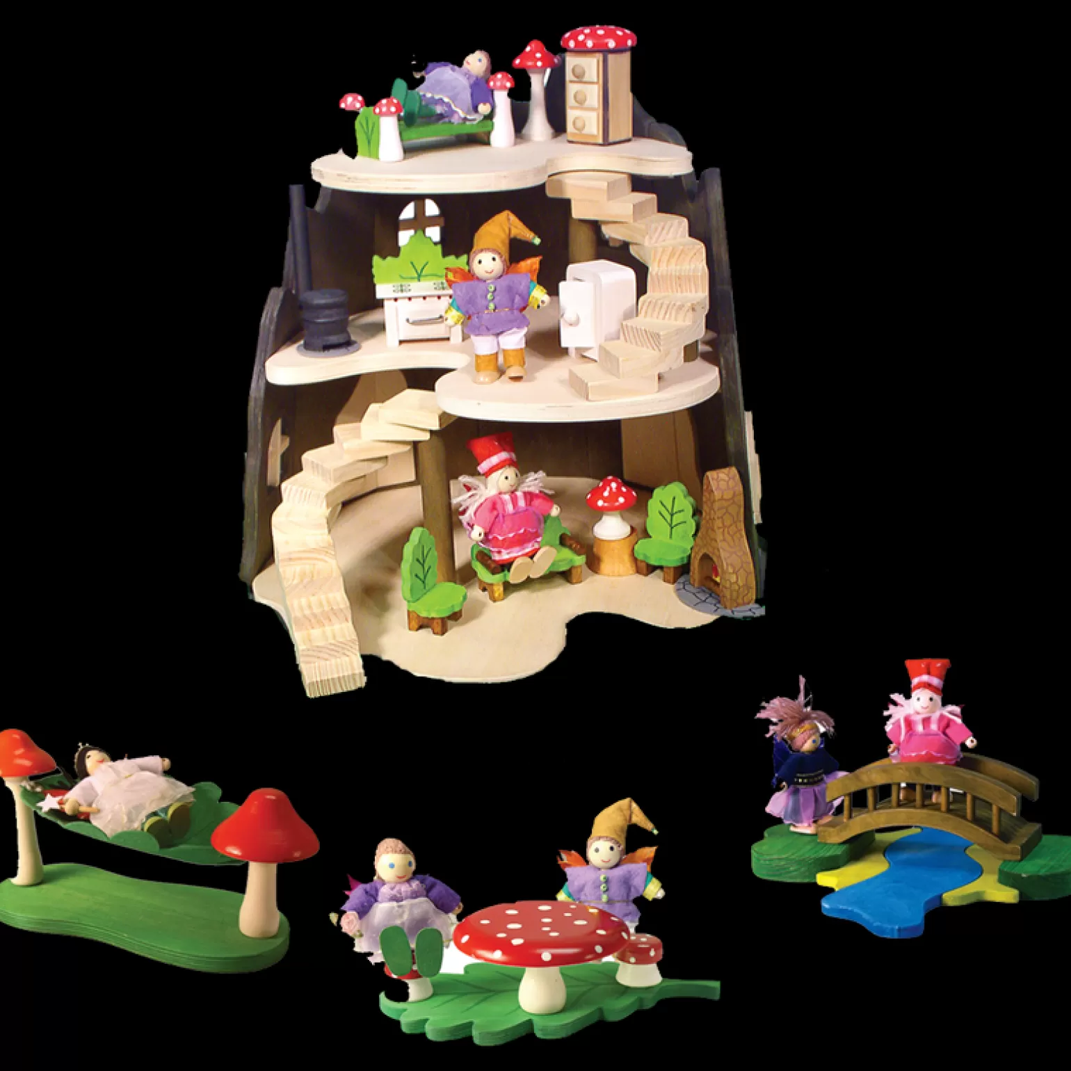 Hot - Fairy Forest Lodge, Dollhouse Wooden Toys