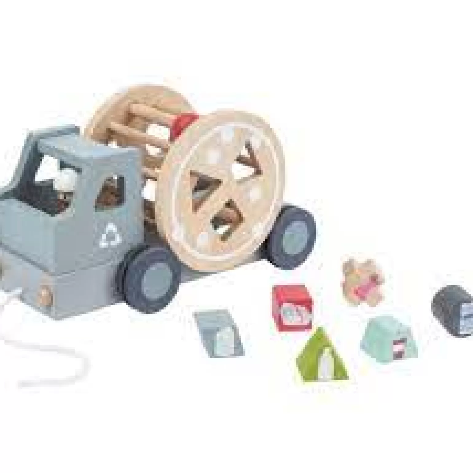 Best - Pull Along Recycling Truck Pastel Wooden Toys