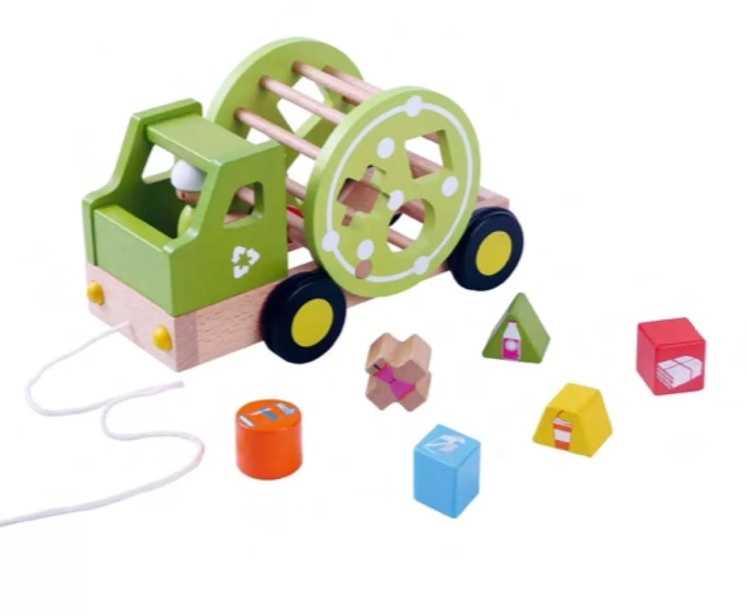 Sale Wooden Pull Along Recycling Truck Wooden Toys