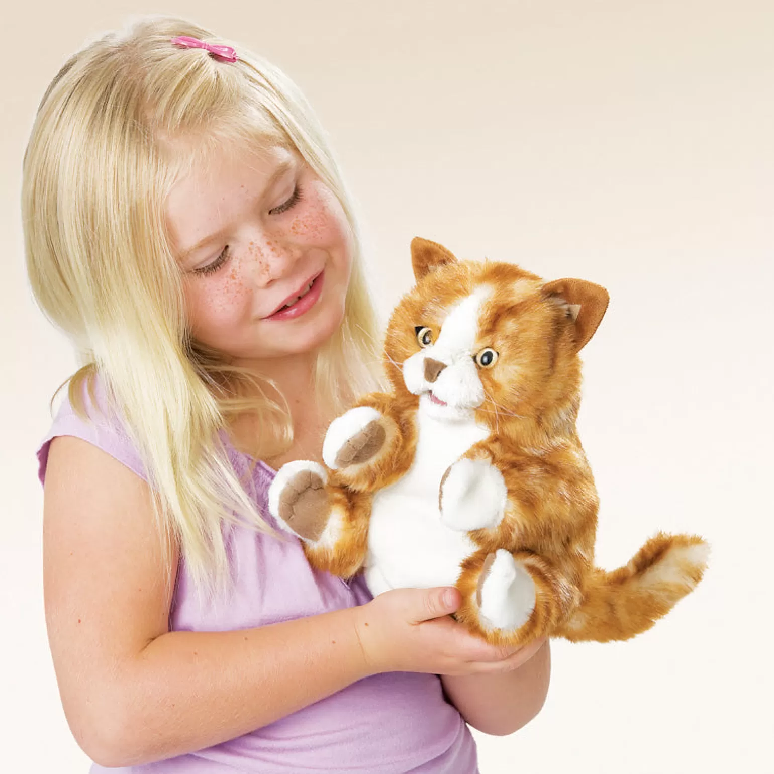 Fashion - Orange Tabby Kitten Hand Puppet Pretend + Imaginative Play