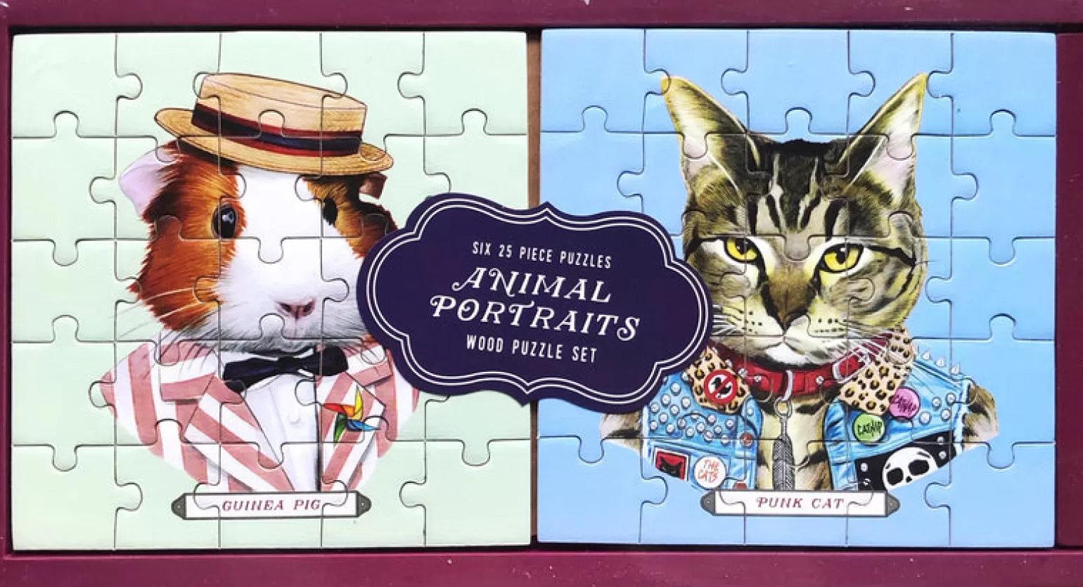Other Galison - Animal Portrait Puzzles 6 X 25 Pieces In Multi Colour Print