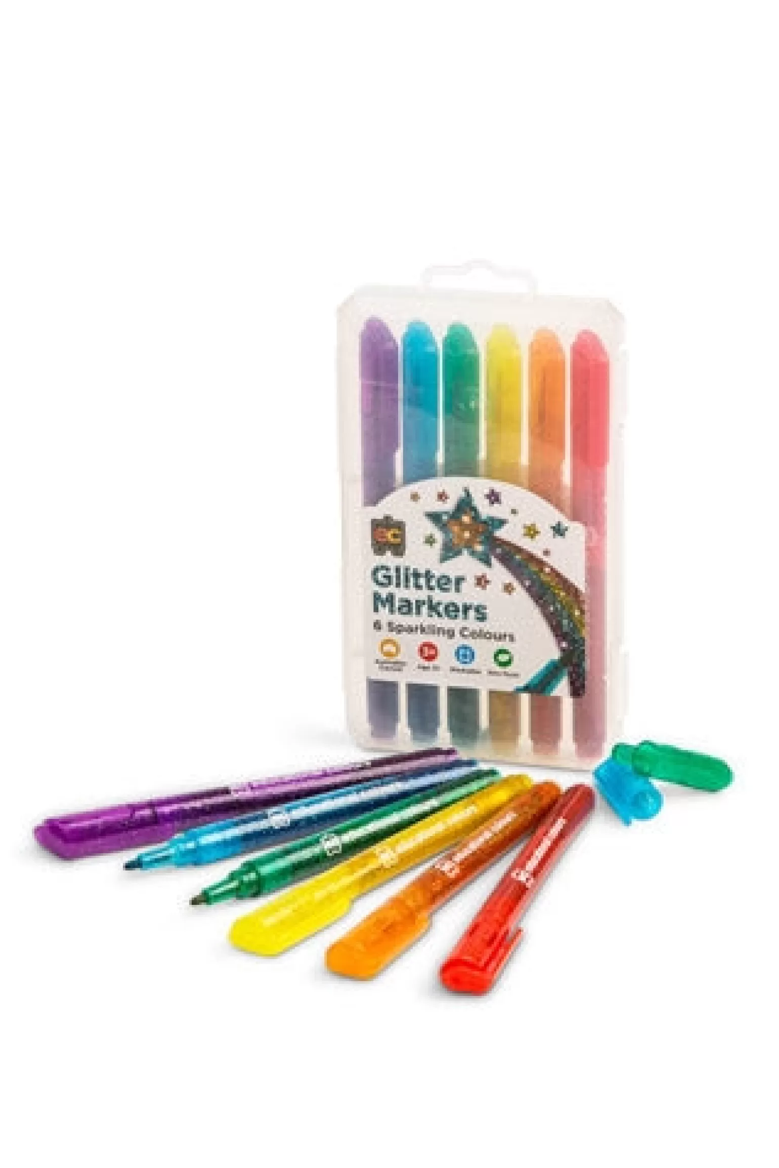 New Glitter Markers 6 Pack Arts + Crafts