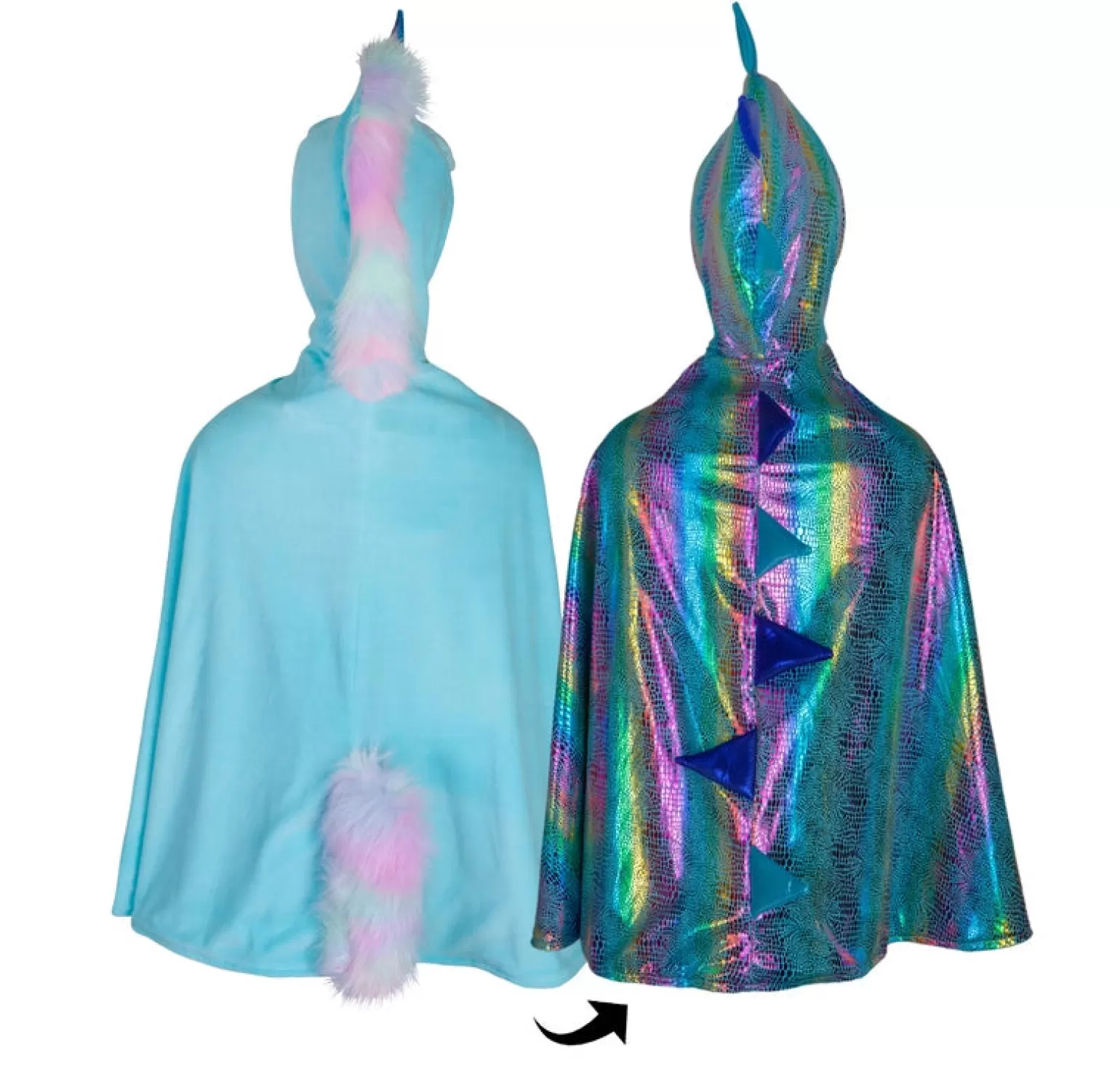Great Pretenders - Reversible Unicorn And Dragon Kids Costume Cape In Blue