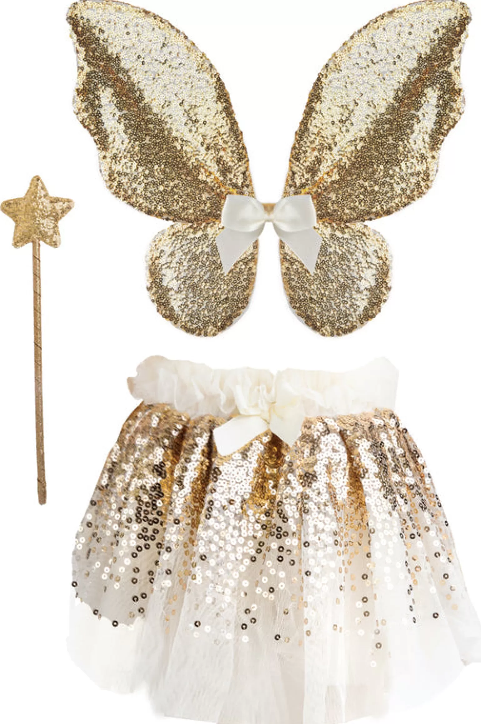 Great Pretenders - Sequin Skirt, Wand And Wings Set In Gold Size 4-6 Years