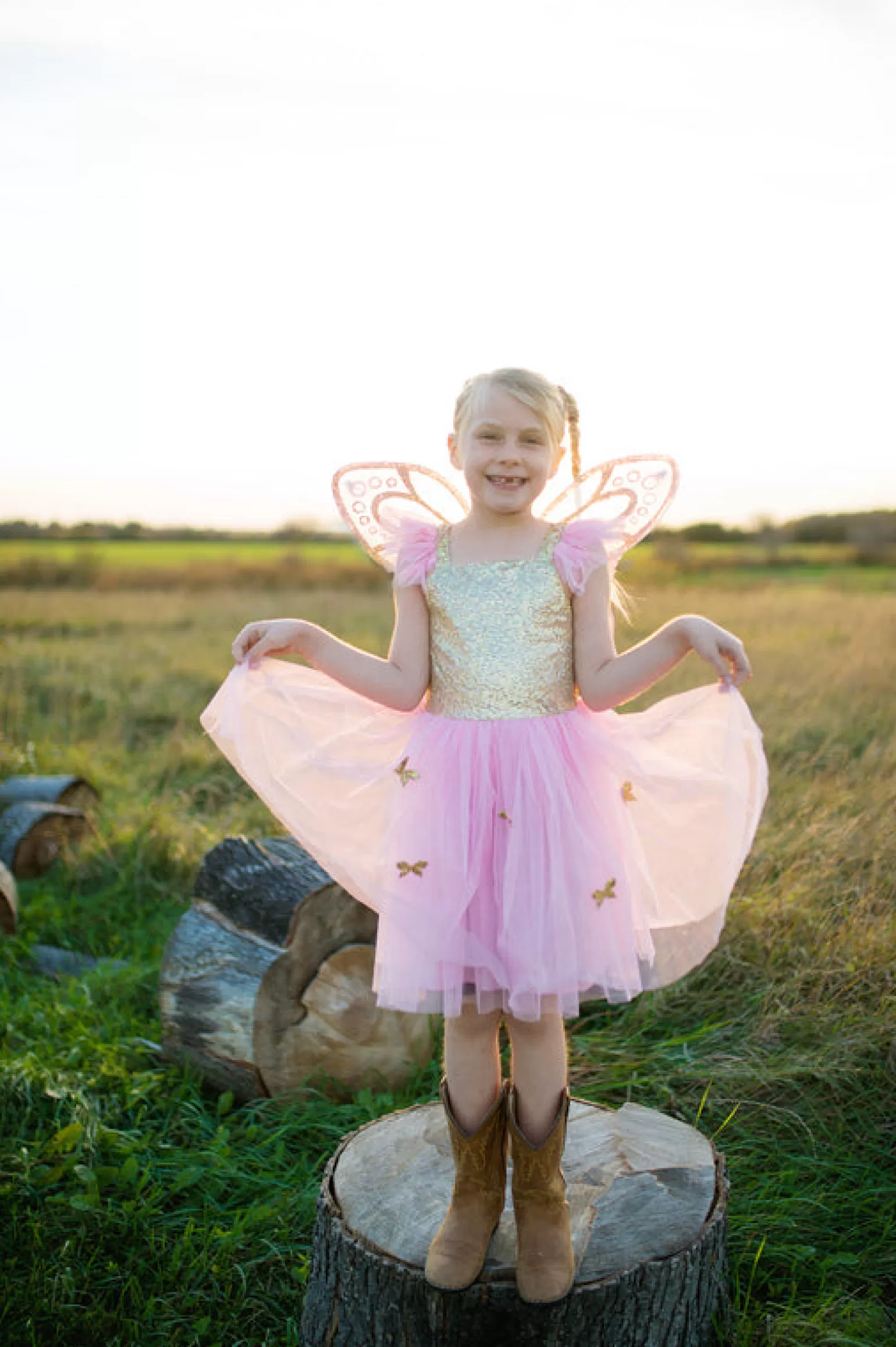 Great Pretenders Gold Butterfly Costume Dress With Wings