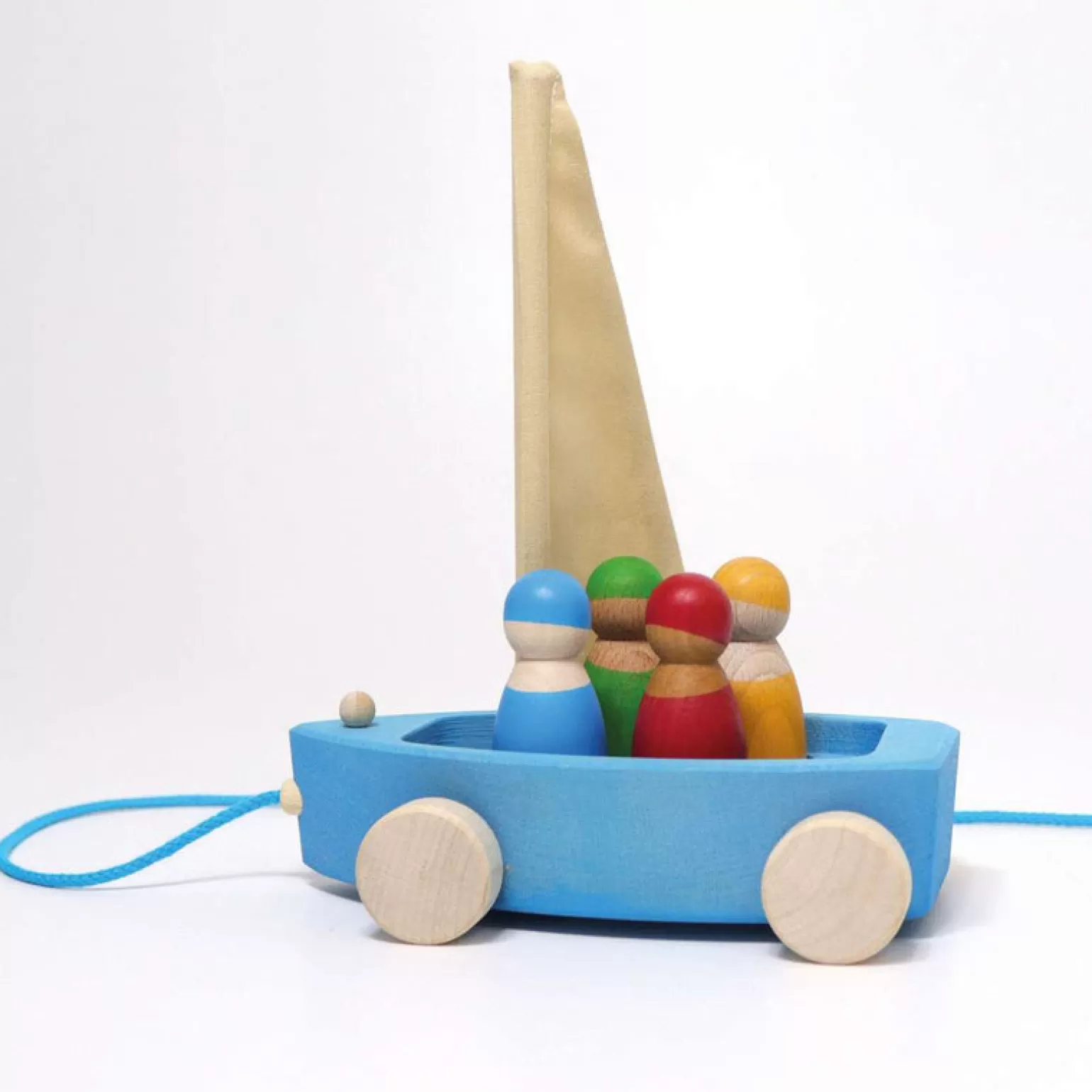 Best Grimms - Land Yacht In Blue 4 Sailors Wooden Toys