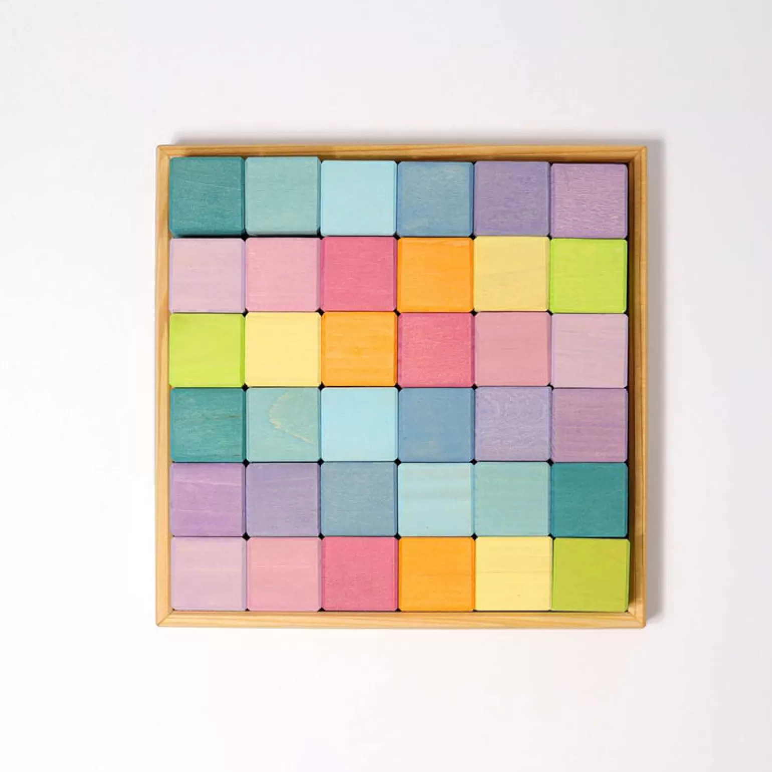 Fashion - Square, 36 Cubes Pastel Wooden Toys