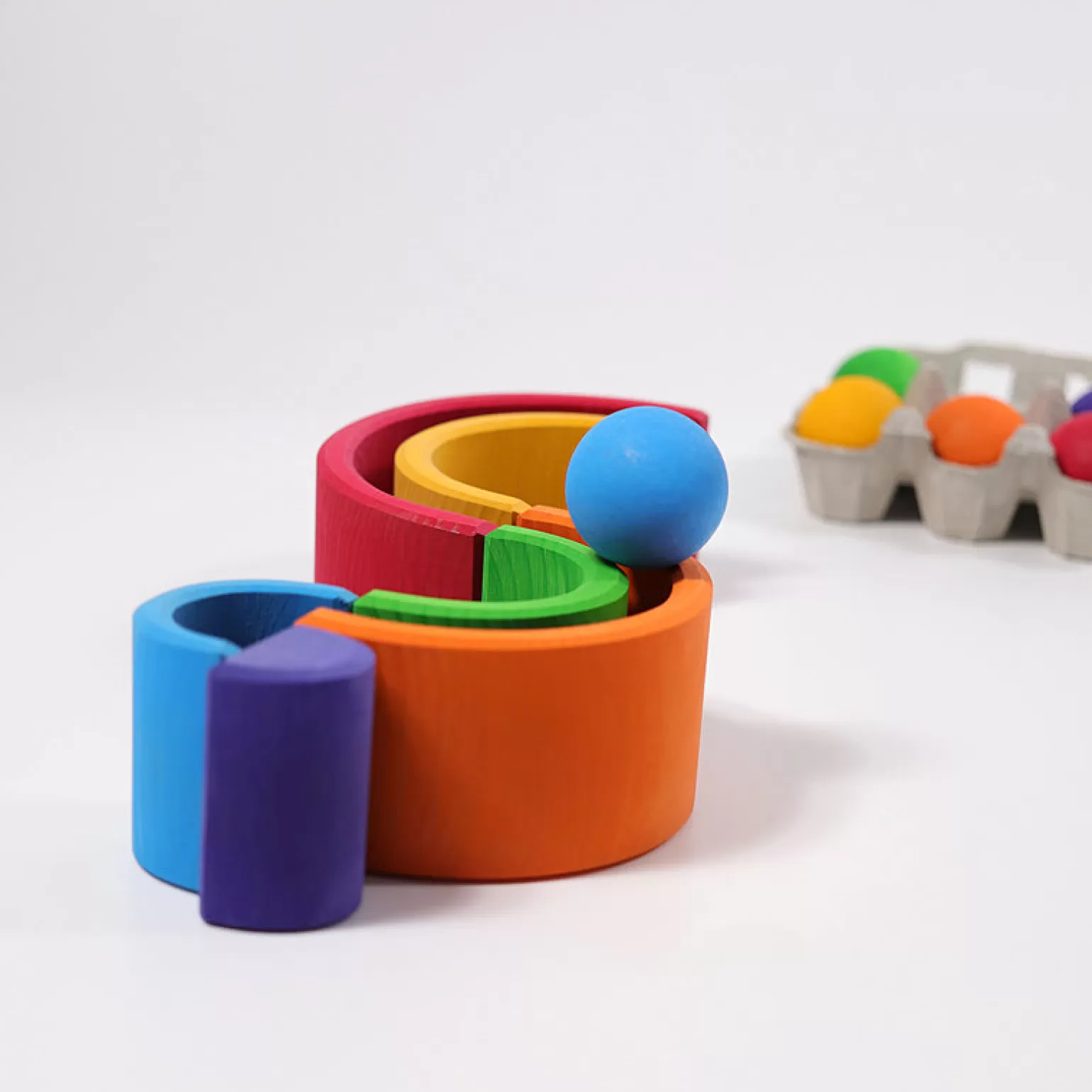 Grimm's Grimms - Wooden Colored Rainbow Medium 6 Pieces