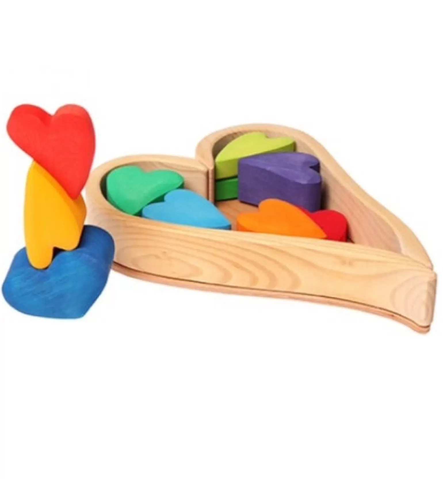 Grimm's Grimms - Wooden Rainbow Heart Blocks