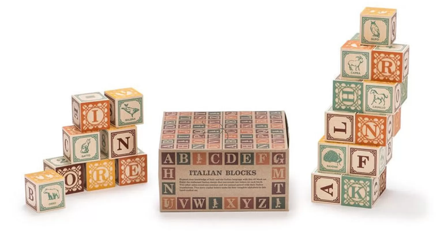 Uncle Goose Italian Blocks Box 28 In Wood