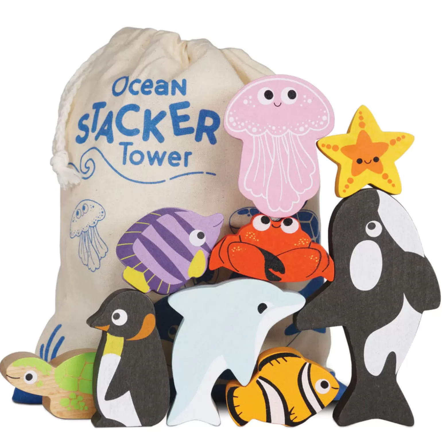 Sale Wooden Ocean Stacking Animals Animals + Figurines