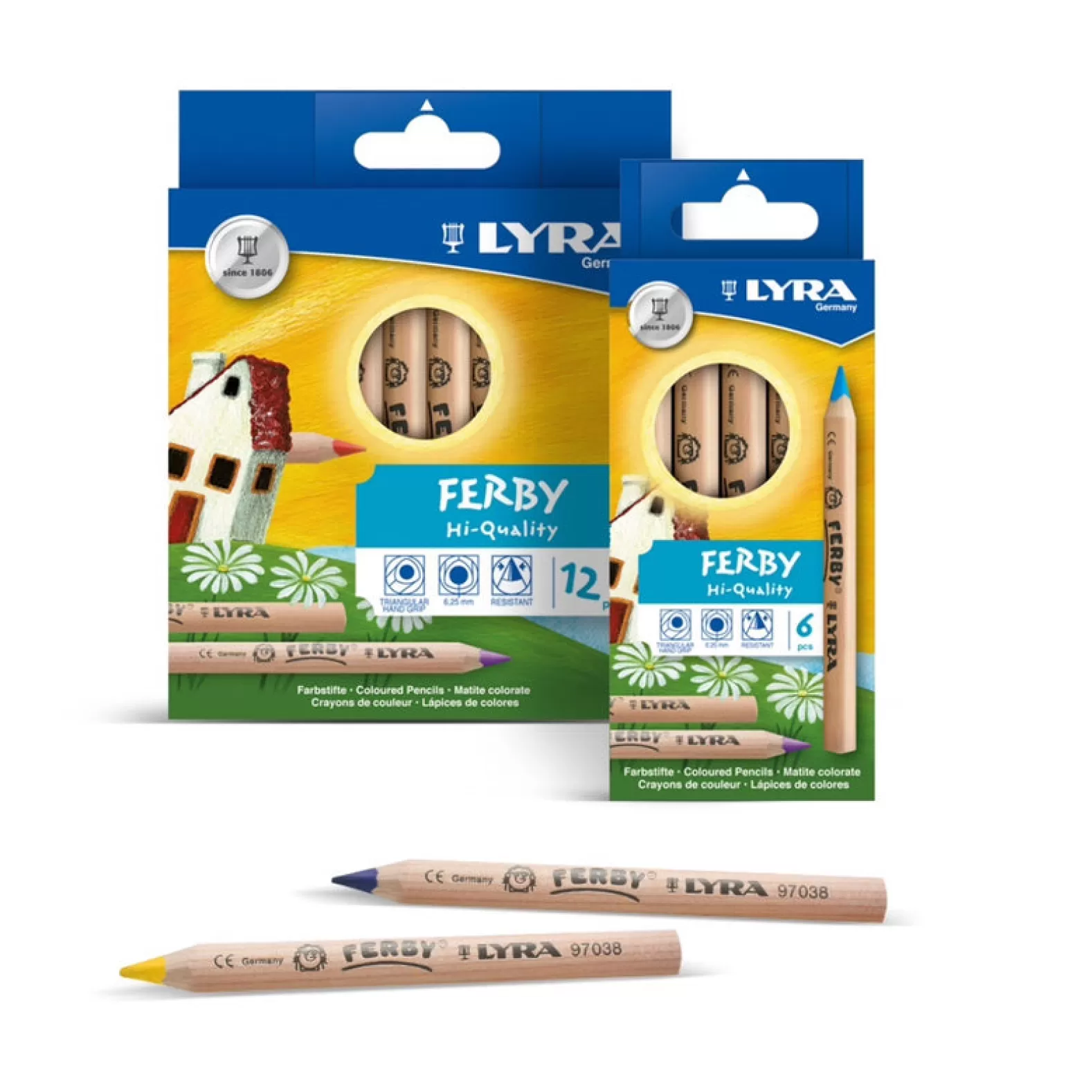 New - Ferby Coloured Pencils 12 Pack, Short Arts + Crafts