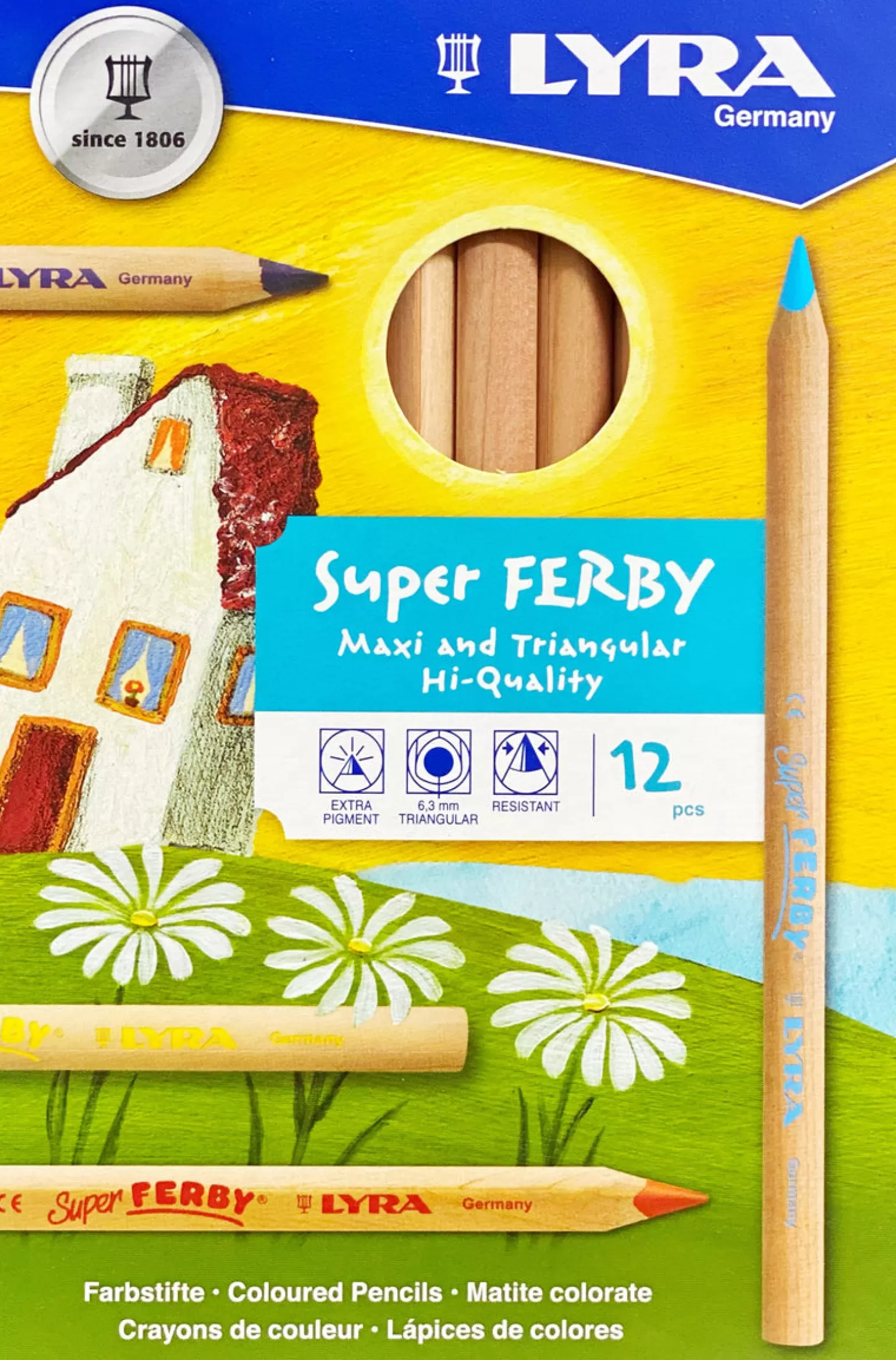 Online - Super Ferby Unlacquered 12 Assorted Colour Pencils Arts + Crafts