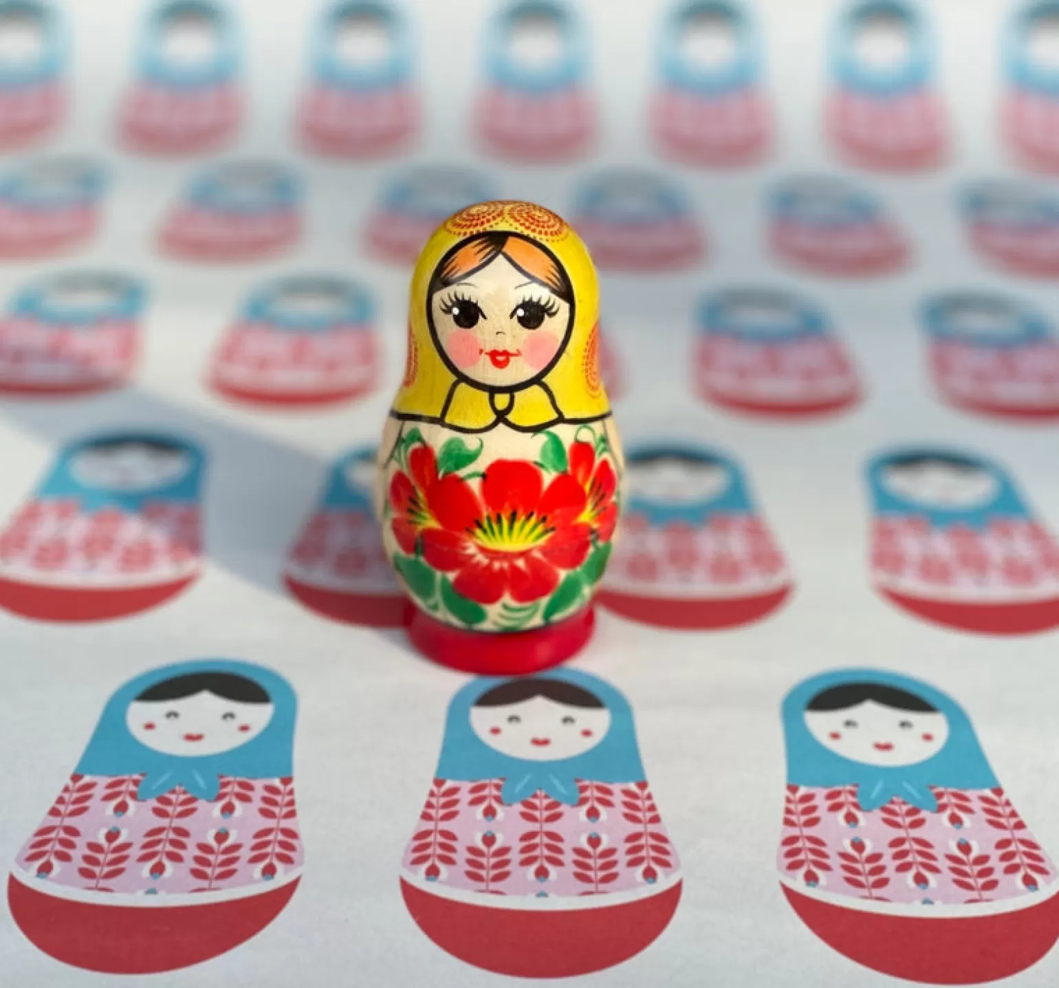 Clearance Matryoshka Babushka Nesting Doll - Traditional 5 Piece Yellow/Red Wooden Toys