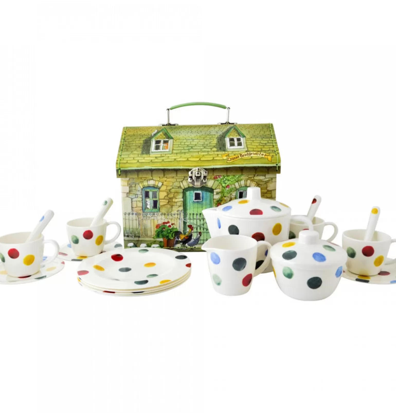 Store Melamine House Box Tea Set Polka Dot Design Pretend + Imaginative Play