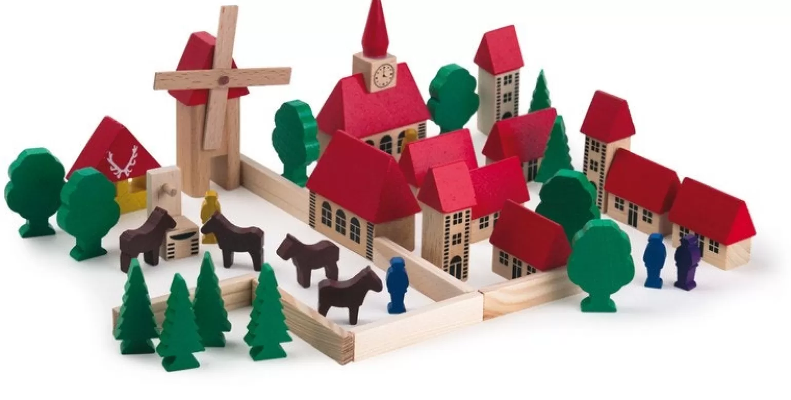 Discount Mini Wooden Village With Church Wooden Toys