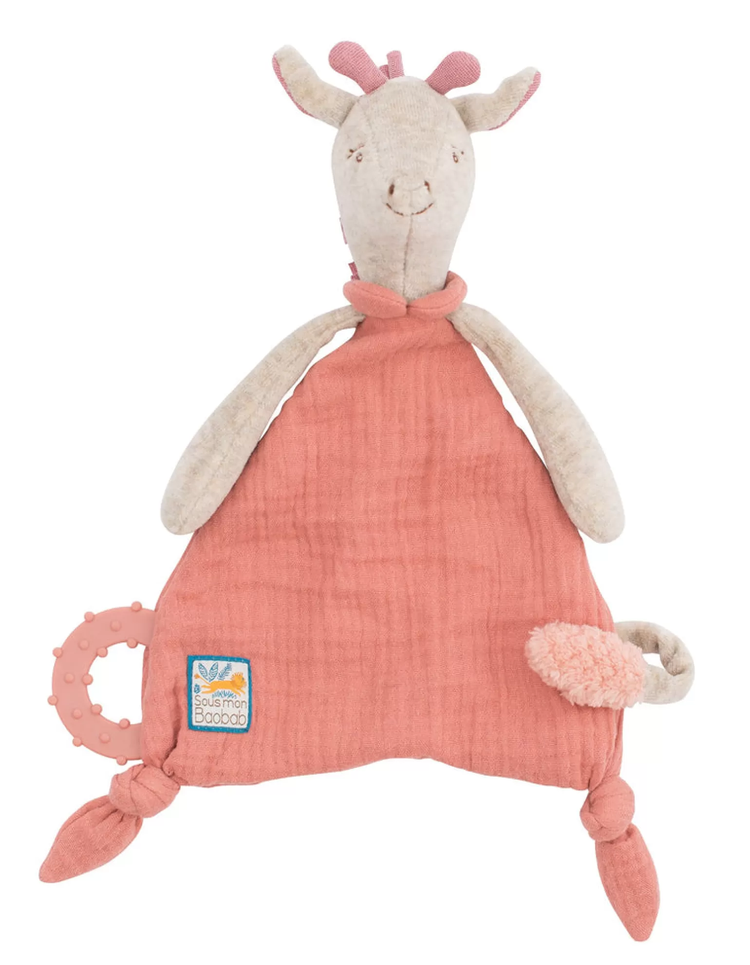 Moulin roty - Sous Mon Baobab Giraffe Doudou With Pacifier Holder