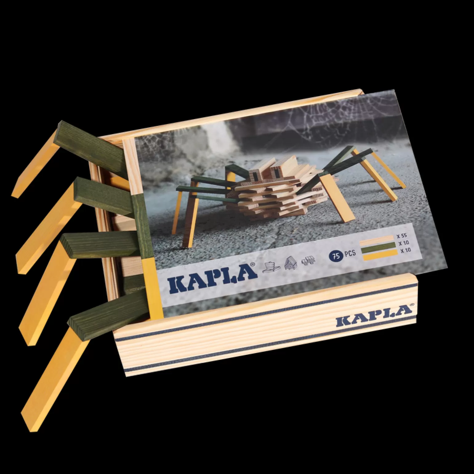 Kapla New Wooden Planks - Spider Set 75 Pieces