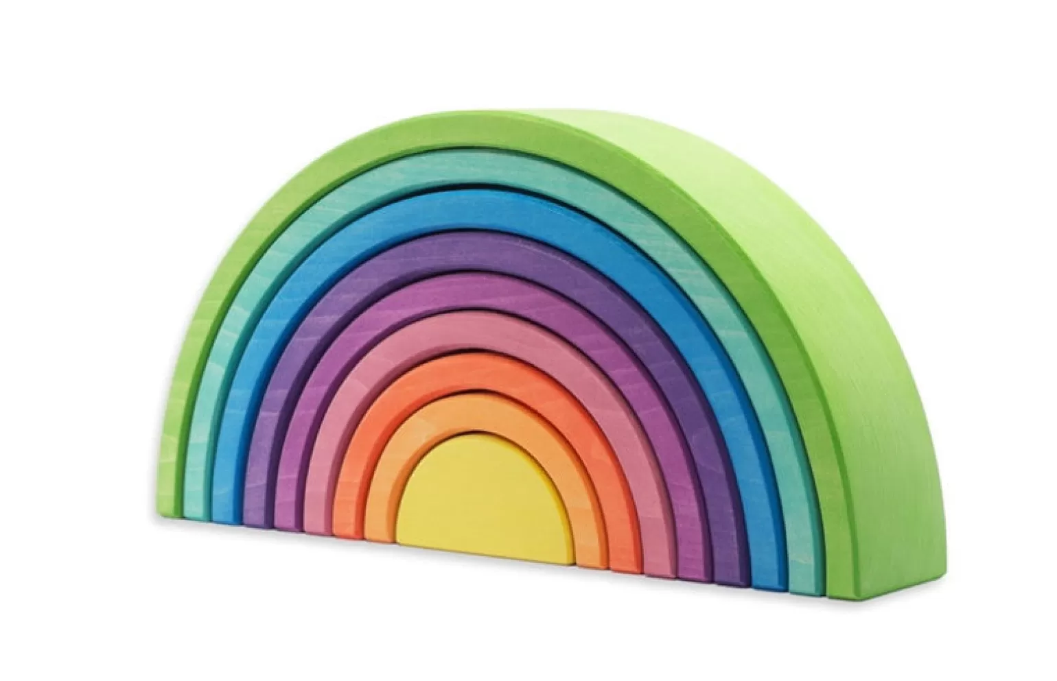 New - Wooden Rainbow 9 Pieces, Green Pretend + Imaginative Play