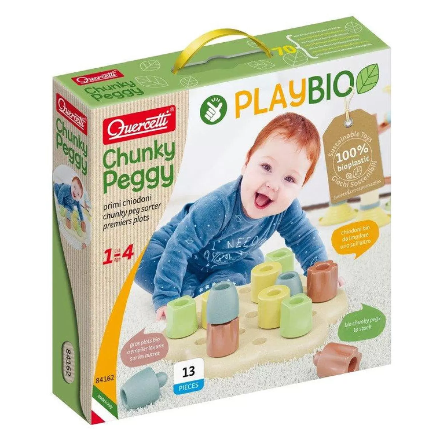 Quercetti - Chunky Peggy, 100 % Bioplastic