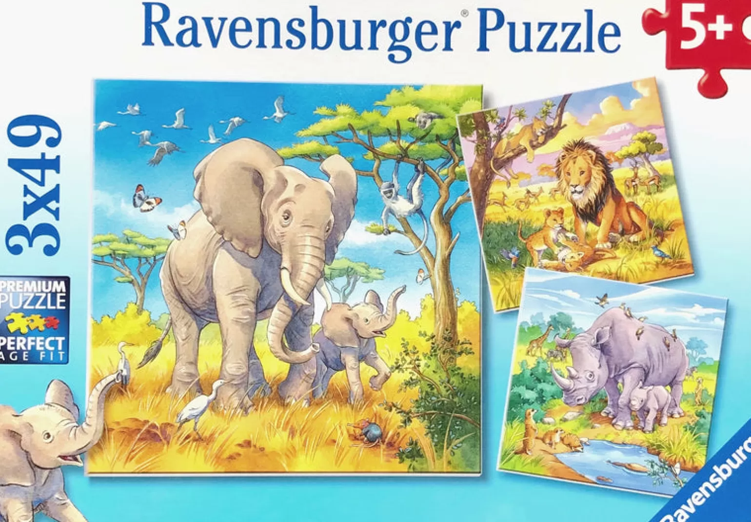 Ravensburger - Jigsaw Puzzle, 3 X 49 Pieces, Wild Animals