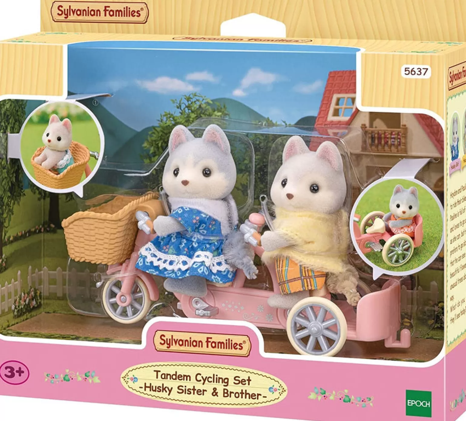 Online Tandem Cycling Set, Husky Sister & Brother Animals + Figurines