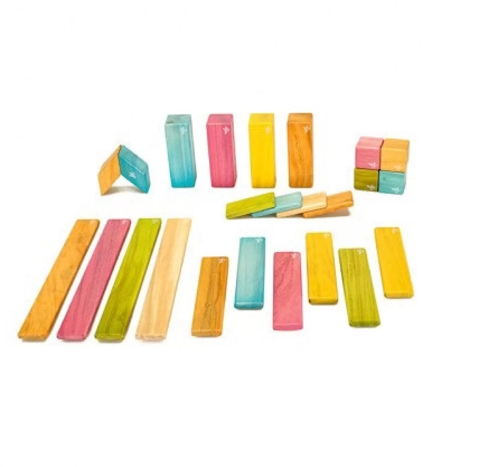 Best Sale - Magnetic Wooden Blocks 24 Piece Tints In Multi Coloured Prints Wooden Toys