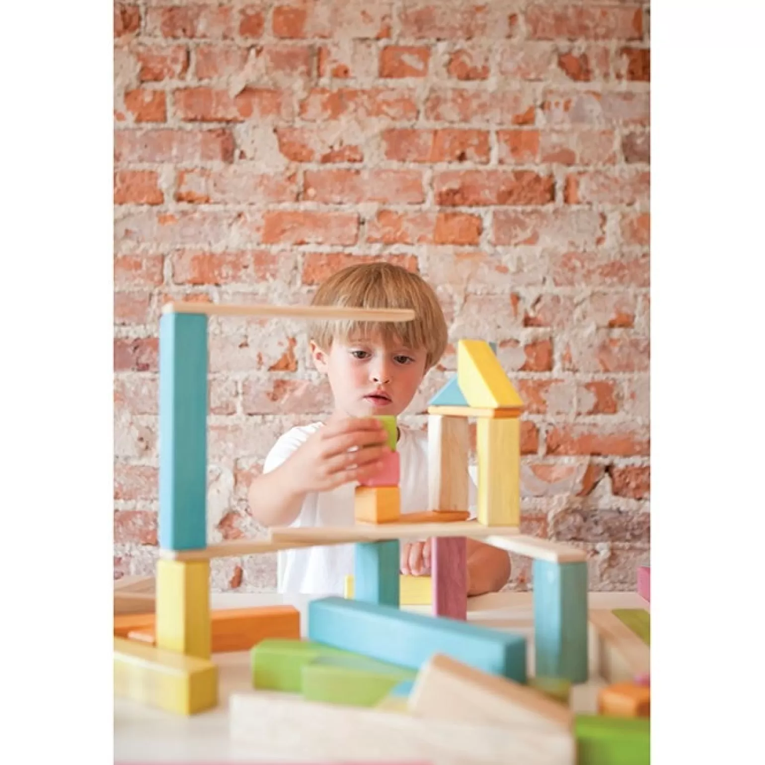 Best Sale - Magnetic Wooden Blocks 24 Piece Tints In Multi Coloured Prints Wooden Toys
