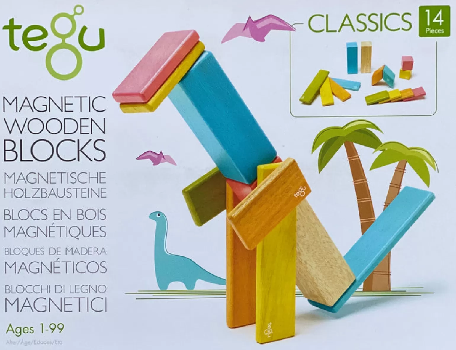 Outlet - Magnetic Wooden Blocks 14 Piece Wooden Toys