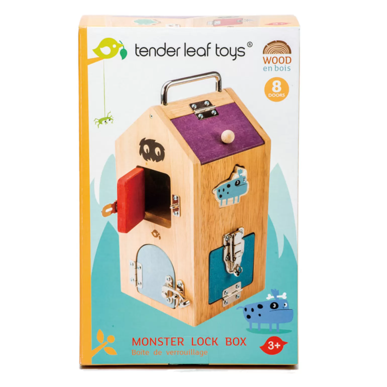 Best Tender Leaf - Lock Box And Shape Sorter, Monster Wooden Toys