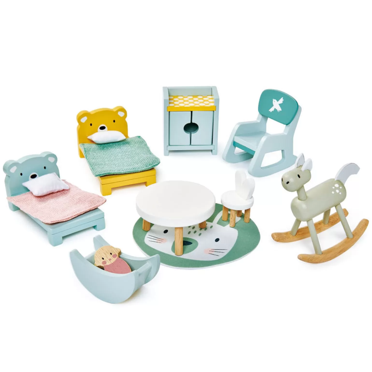 Best - Dolls House Childrens Room Furniture Dolls + Accessories