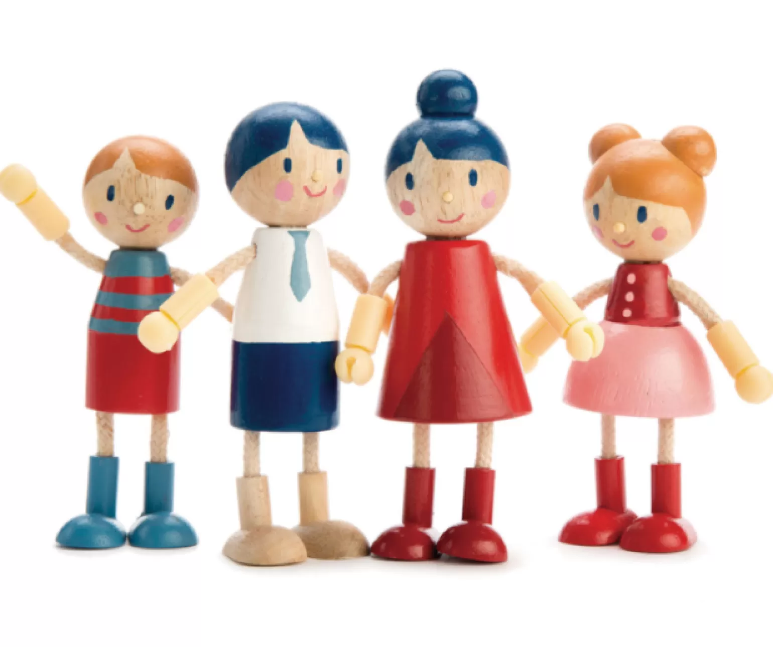 Clearance - Wooden Doll Family With Flexible Arms & Legs Dolls + Accessories
