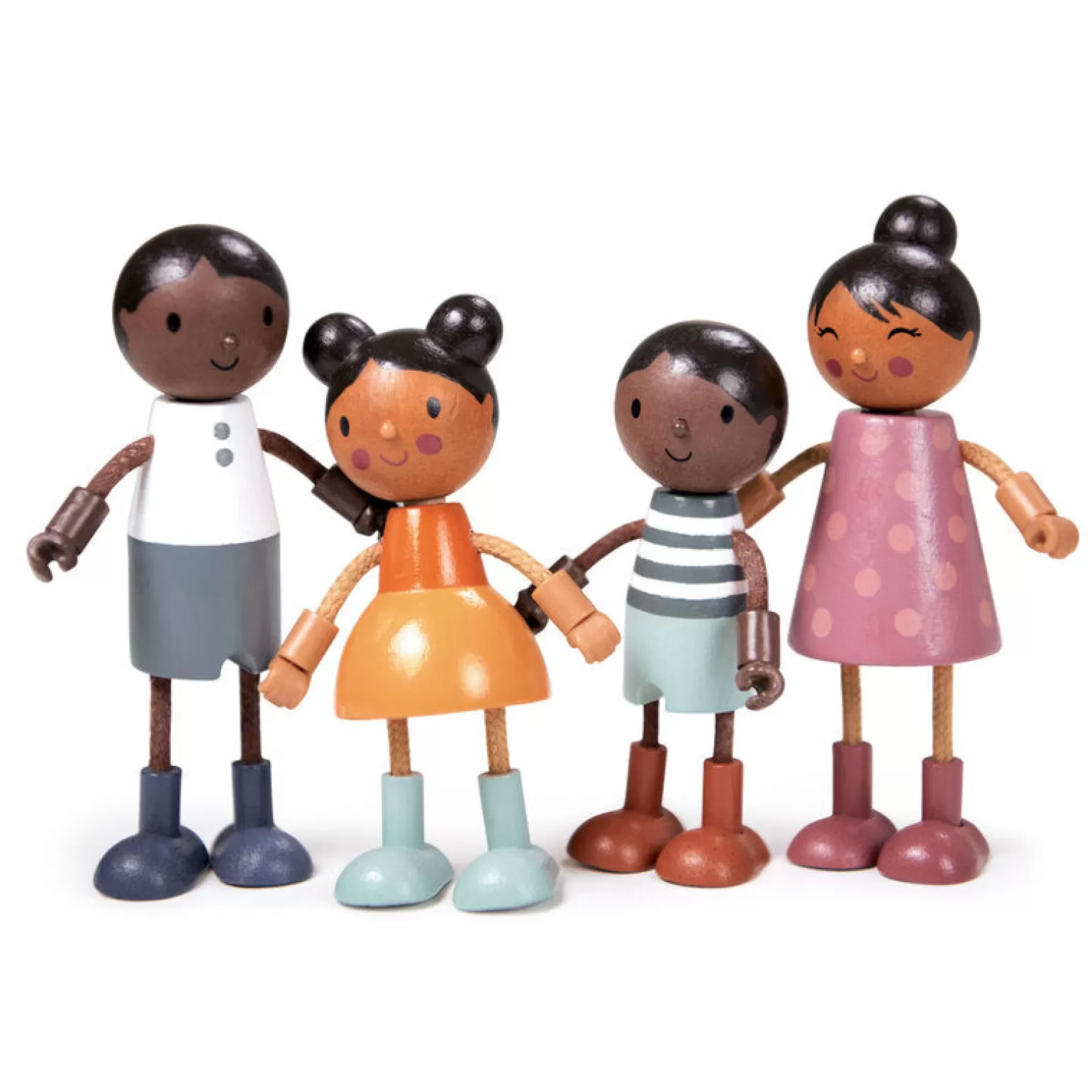 Discount - Wooden Doll Family With Flexible Arms & Legs Wooden Toys