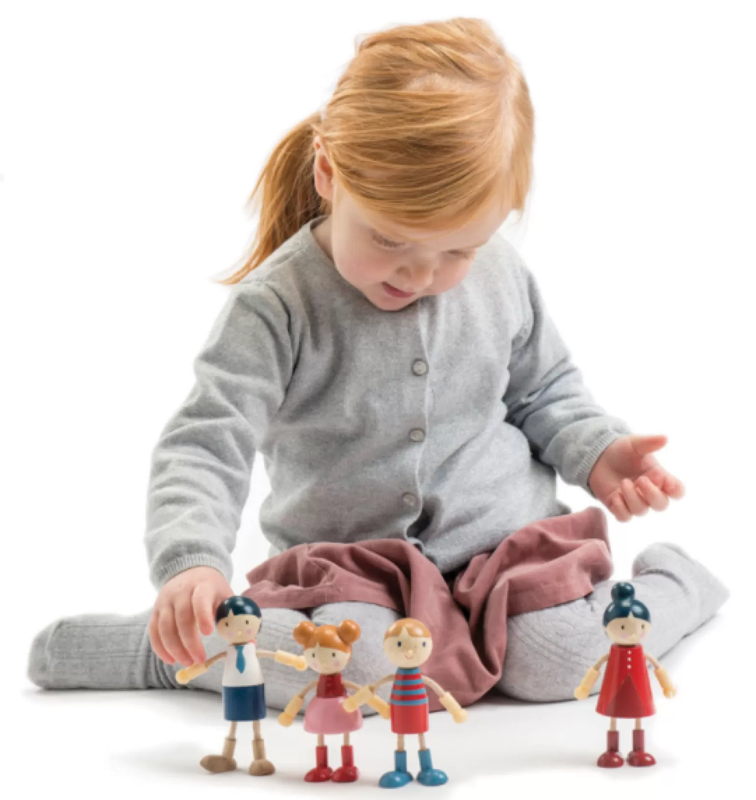 Clearance - Wooden Doll Family With Flexible Arms & Legs Dolls + Accessories