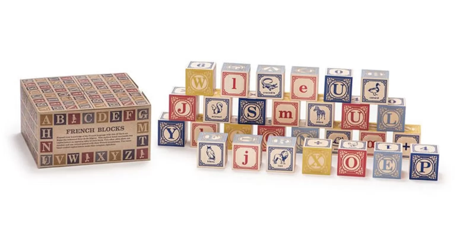 Sale - French Blocks Box 28 In Wood Wooden Toys